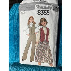 Simplicity 83 55 Sewing pattern vest wide leg pants A line skirt 1970s size 10